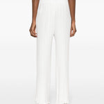 Pantaloni dritti con pieghe in bianco - donna 