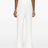 Pantaloni dritti con pieghe in bianco - donna 