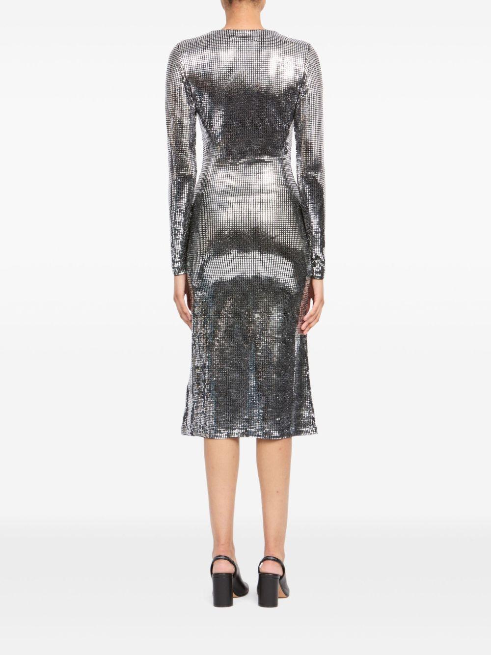 Abito midi con decorazioni all-over in argento Mm6 maison margiela - donna 
