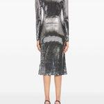 Abito midi con decorazioni all-over in argento Mm6 maison margiela - donna 