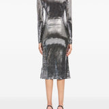 Abito midi con decorazioni all-over in argento Mm6 maison margiela - donna 