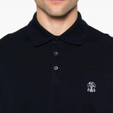 Polo con ricamo in nero Brunello cucinelli - uomo 