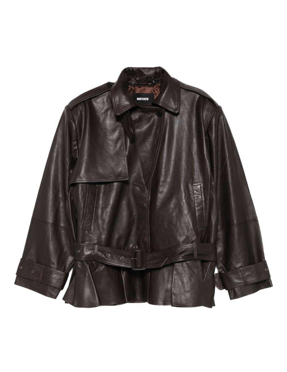 Giacca in pelle in marrone 