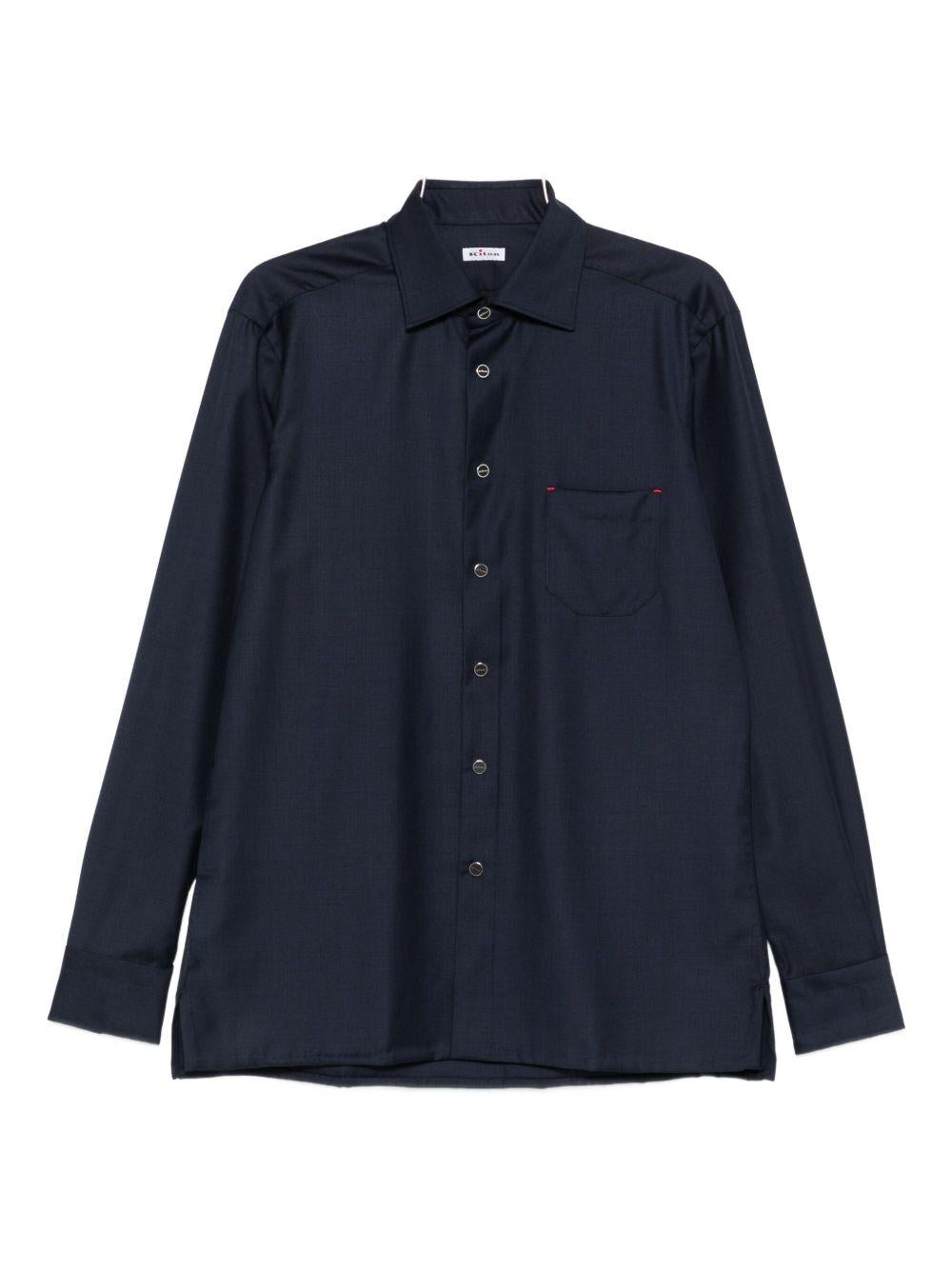 Camicia Nerano con taschino in blu Kiton - uomo 