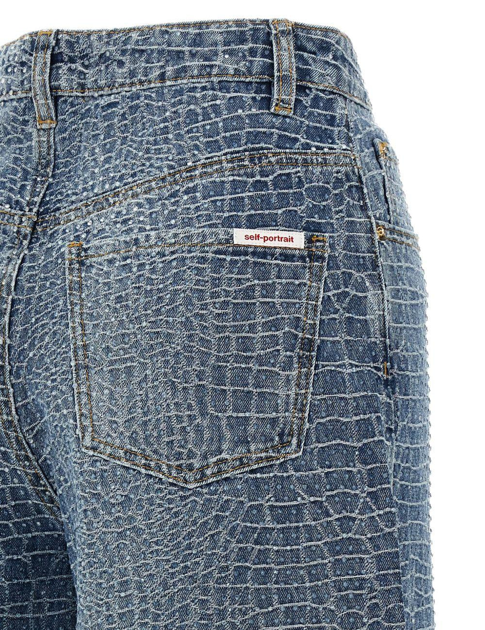 Jeans con effetto coccodrillo in blu Self-Portrait - donna 