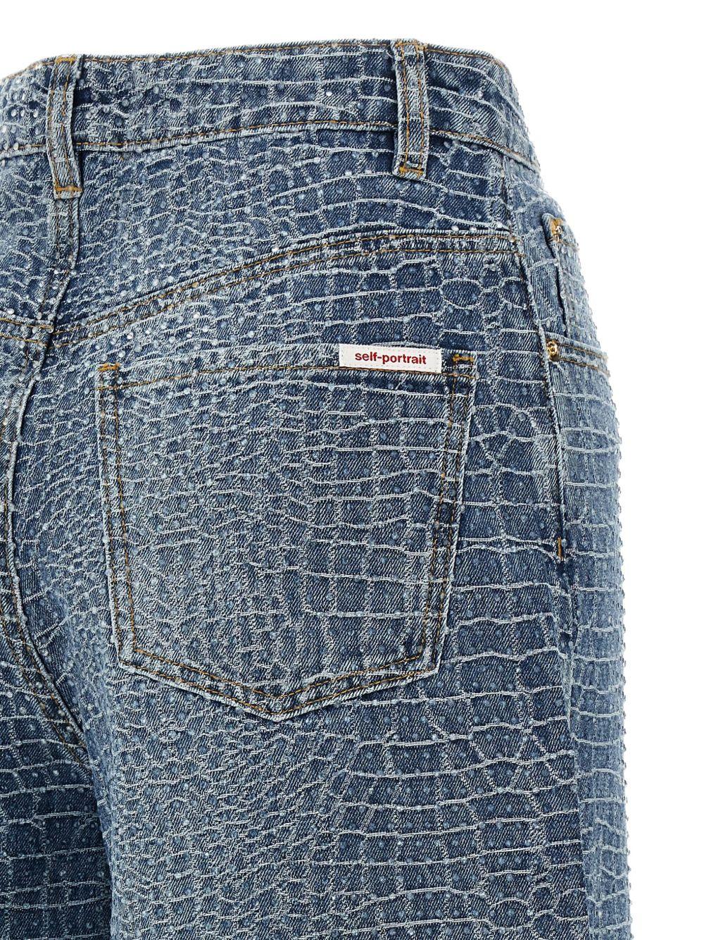 Jeans con effetto coccodrillo in blu Self-Portrait - donna 