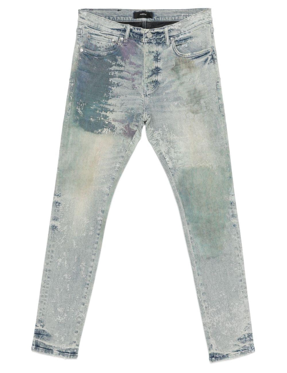 Jeans con effetto vissuto in blu Purple - uomo 