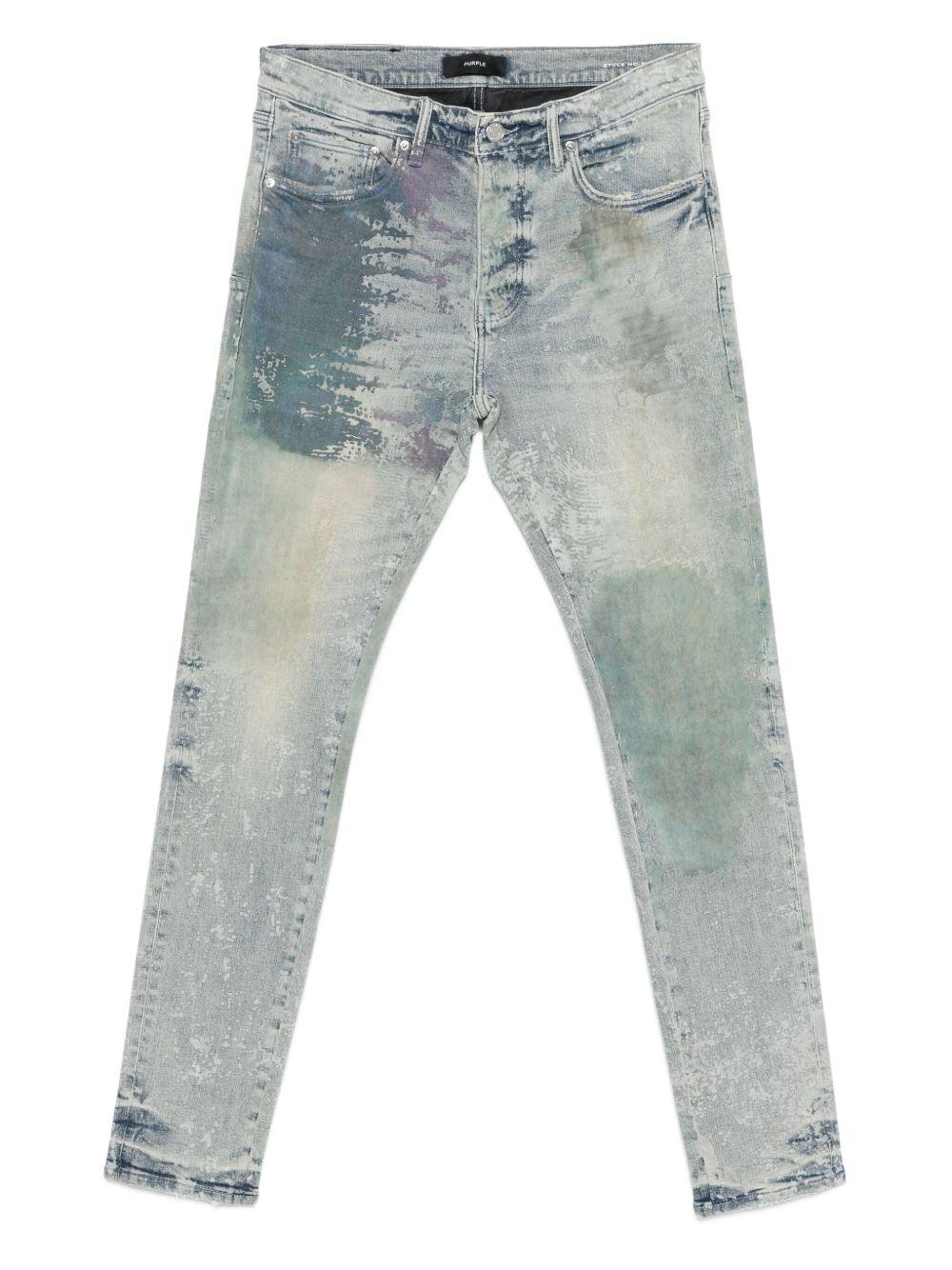 Jeans con effetto vissuto in blu Purple - uomo 