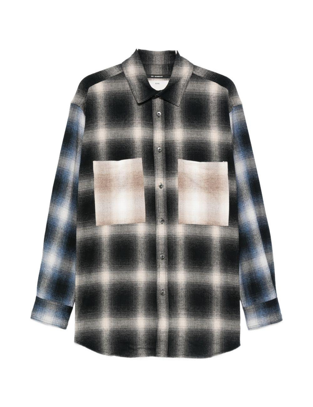 Camicia con tasca sul petto a quadri in nero Song for the mute - uomo 