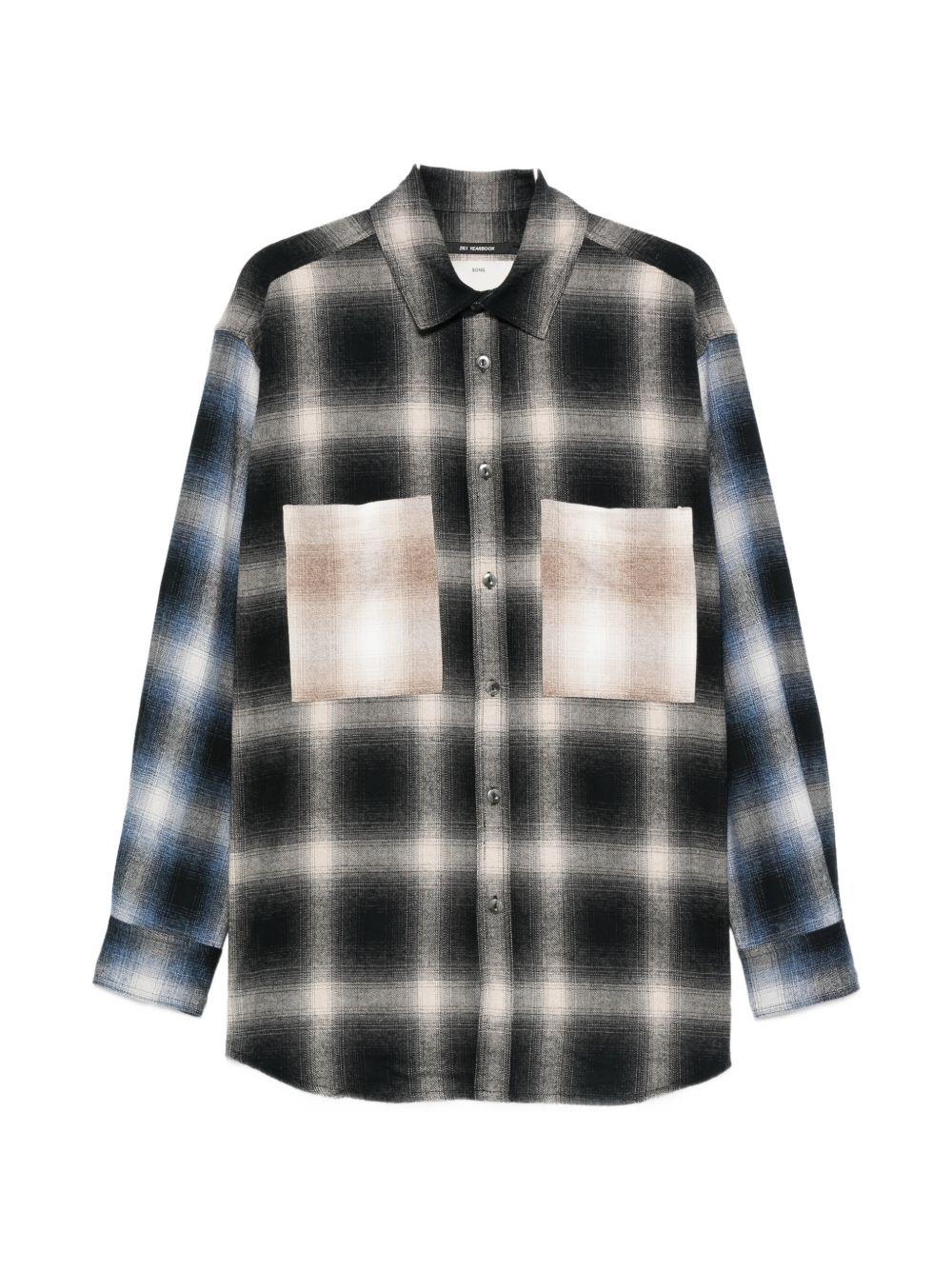 Camicia con tasca sul petto a quadri in nero Song for the mute - uomo 