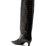 Stivali goffrati con effetto coccodrillo in marrone Toteme - donna 
