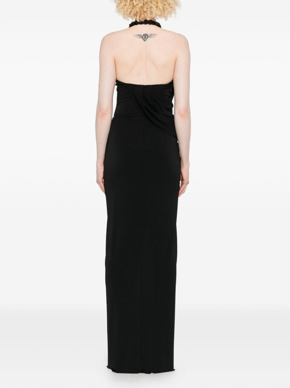 Abito lungo con scollo halter in nero Amen - donna 