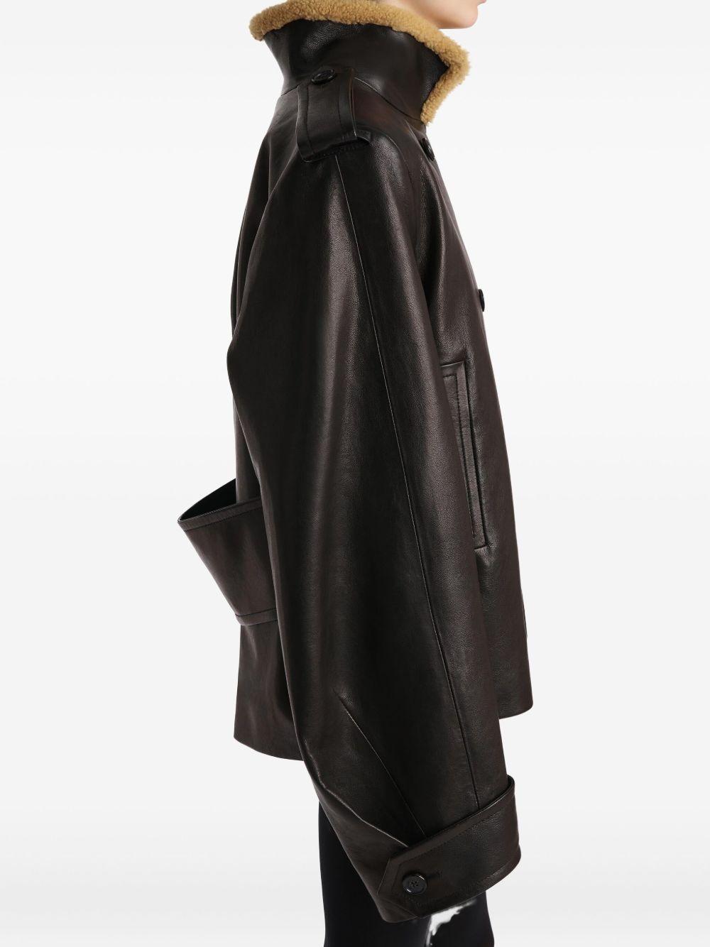 Giacca a collo alto in pelle dean in marrone Khaite - donna 