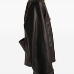 Giacca a collo alto in pelle dean in marrone Khaite - donna 