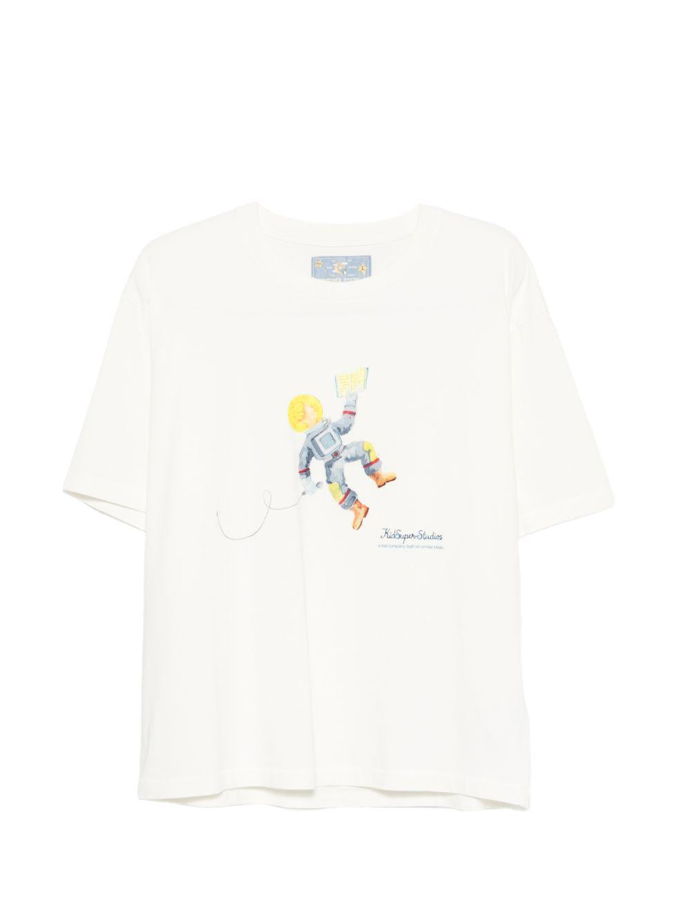 T-shirt con stampa di UN astronauta in bianco Kidsuper - uomo 
