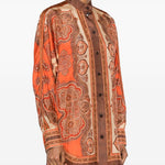 Camicia di seta con stampa paisley Mahon in arancione 