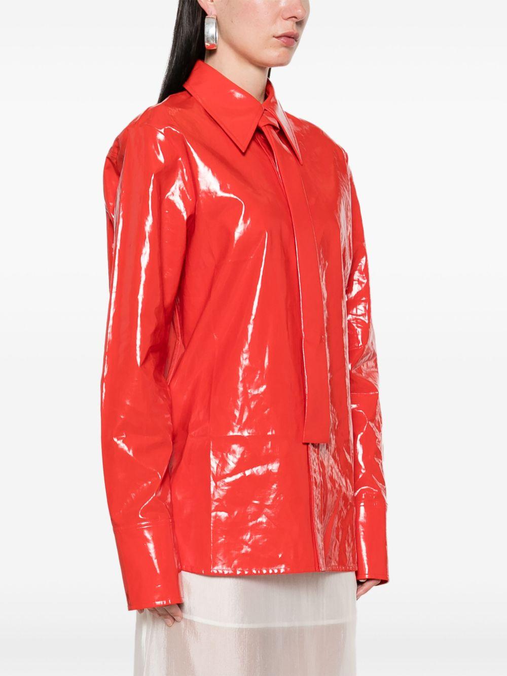Camicia con cravatta integrata in vernice rossa Jil Sander - donna 