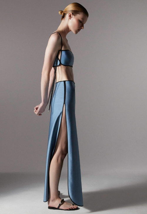 Gonna con finitura satinata sheat in blu Temily - donna 