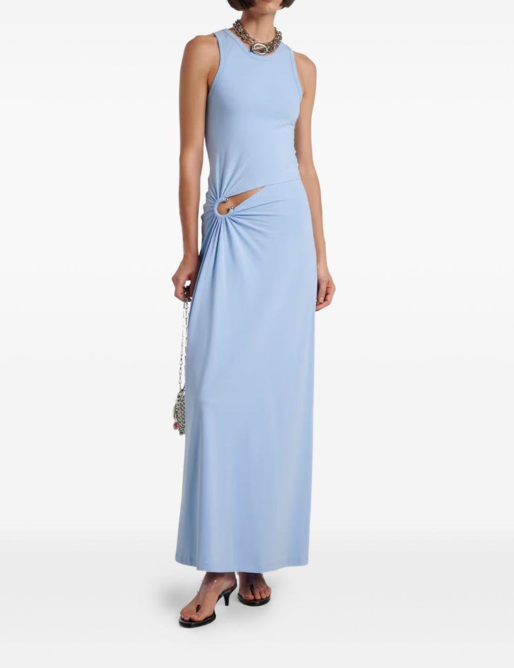 Abito maxi con cut-out in celeste Rabanne - donna 