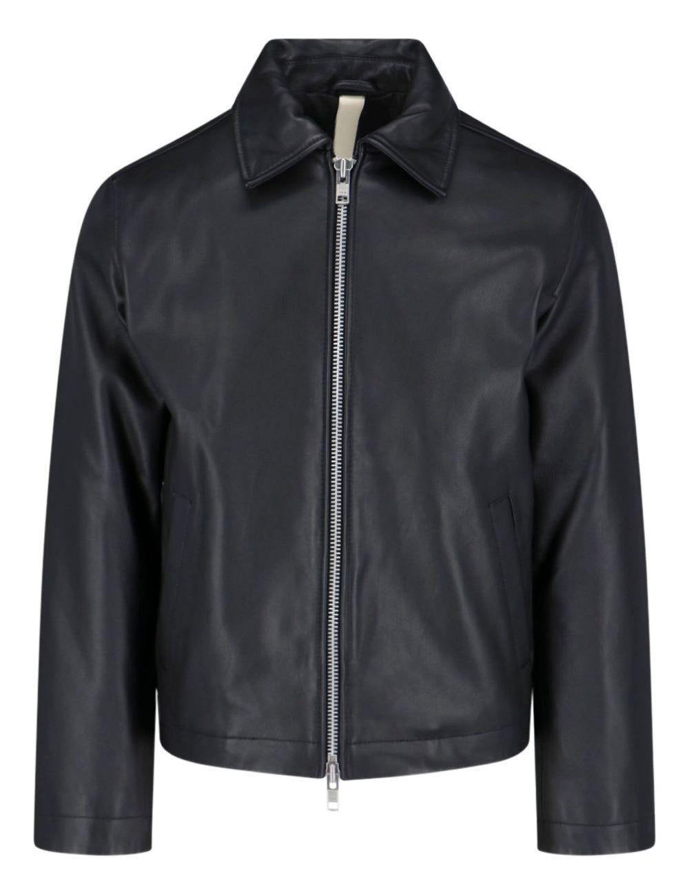 Giacca in pelle con zip in nero Sunflower - uomo 