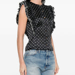 Top a pois con volant in nero Self-portrait - donna 