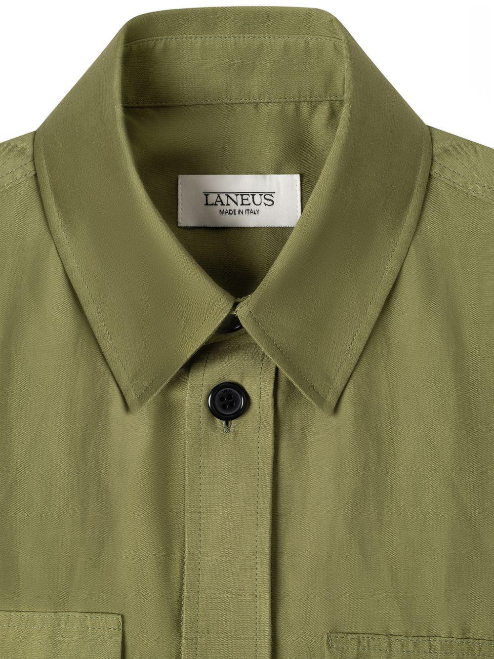 Giacca-camicia con ricamo in verde Laneus - uomo 