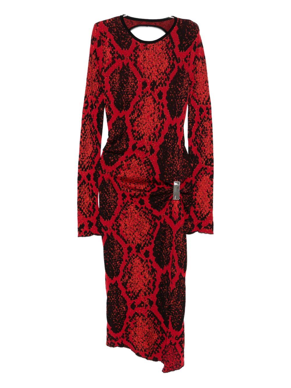 Abito midi con stampa animalier in rosso The Attico - donna 