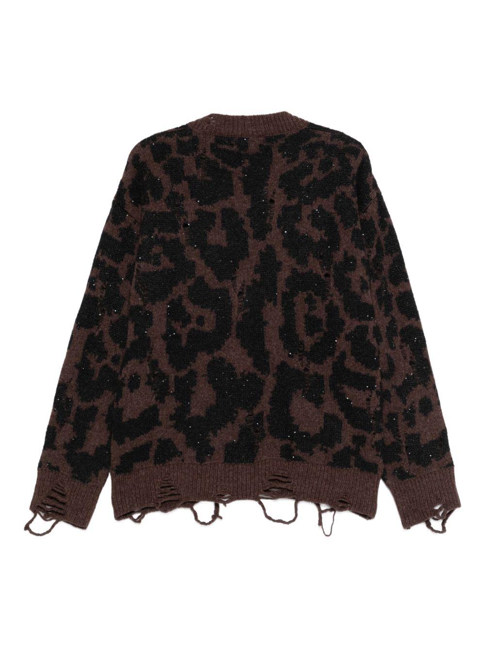 Cardigan con effetto vissuto in marrone Laneus - donna 