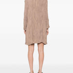 Abito Chemisier corto plissettato in beige GONGDID DESIGN - donna 