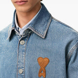 Giacca-camicia ami de coeur in denim blu Ami Paris - uomo 