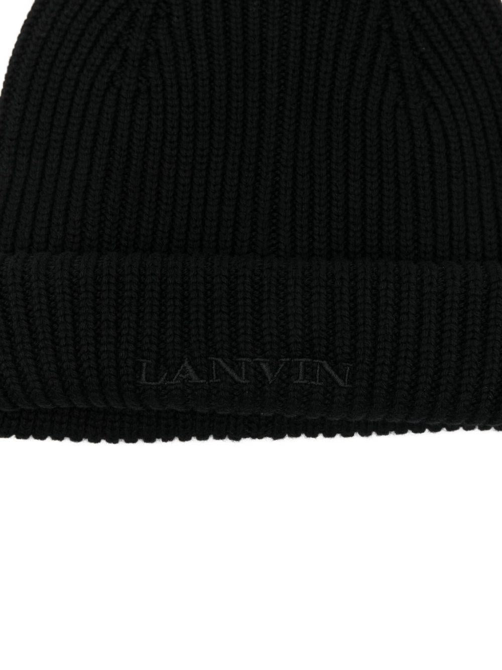 Berretto con logo in lana in nero Lanvin - uomo 