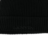 Berretto con logo in lana in nero Lanvin - uomo 