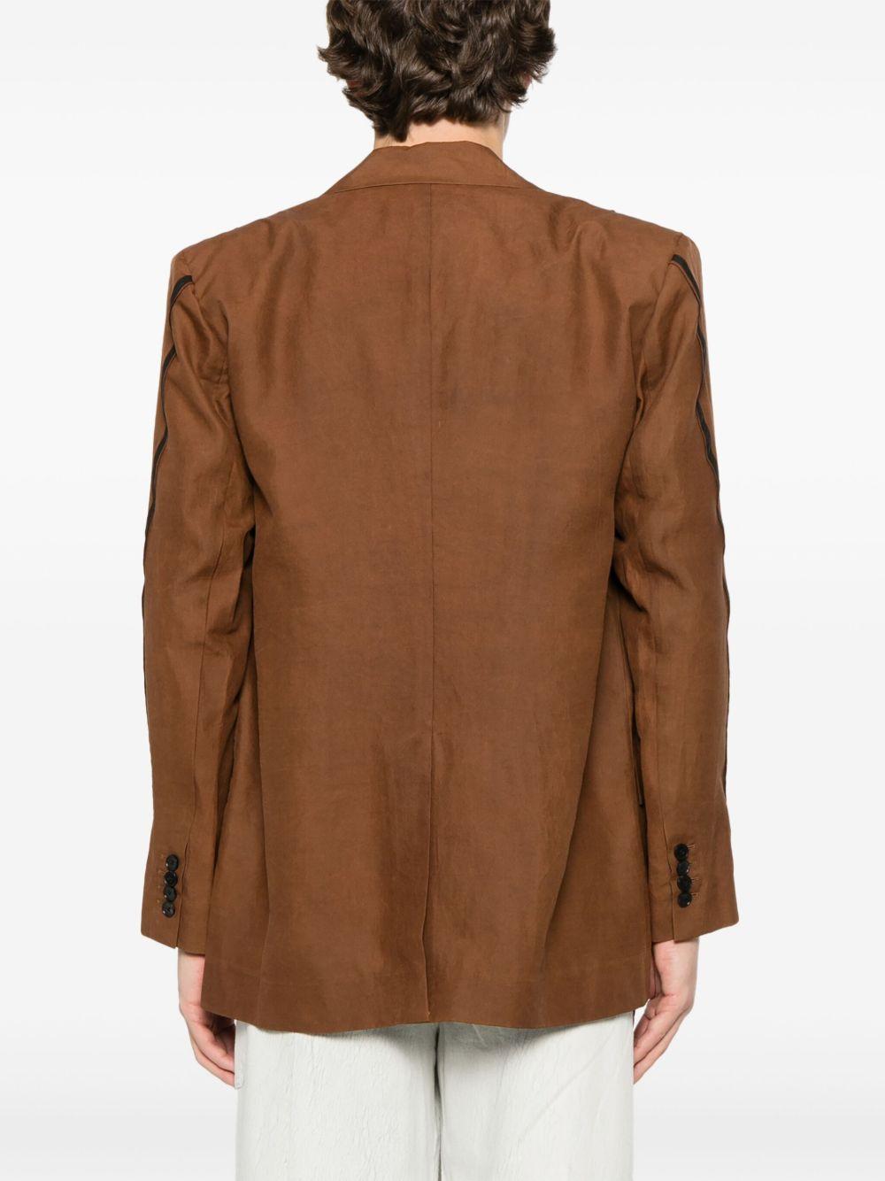 Blazer con righe in marrone Feng Chen Wang - uomo 