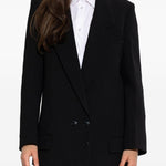 Blazer doppio petto con revers a lancia in nero Victoria beckham - donna 