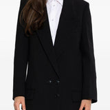 Blazer doppio petto con revers a lancia in nero Victoria beckham - donna 
