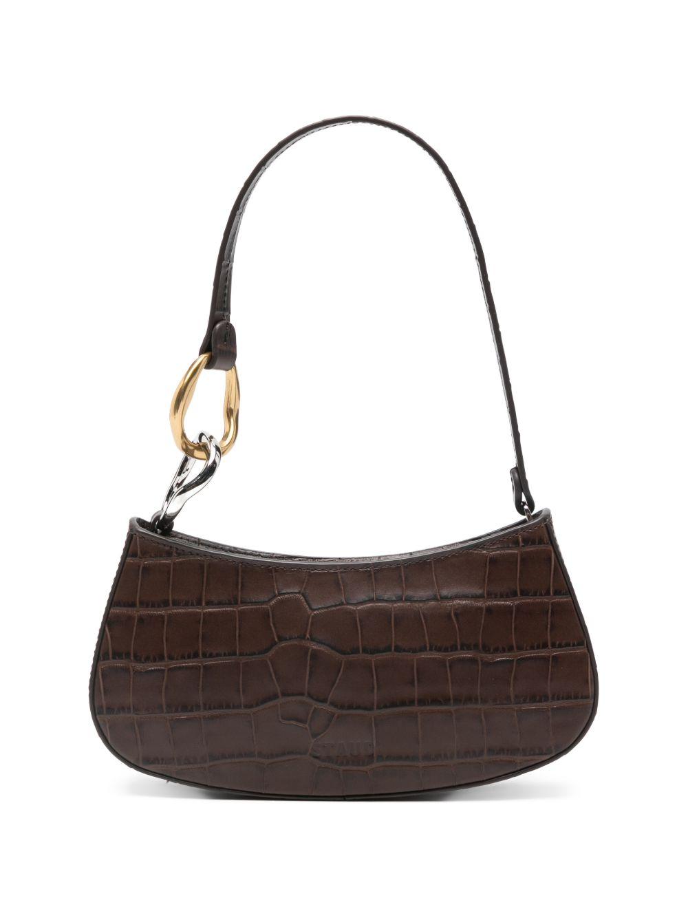 Borsa a spalla Ollie in stampa cocco marrone Staud - donna 