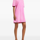 Abito stile T-shirt con logo ricamato in rosa Courrèges - donna 