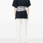 T-shirt con cintura a forma di guanti in paillettes in nero Mm6 maison margiela - donna 