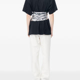 T-shirt con cintura a forma di guanti in paillettes in nero Mm6 maison margiela - donna 