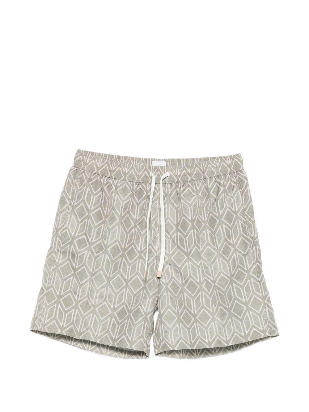 Pantaloncini da bagno con motivo geometrico in verde Eleventy - uomo 