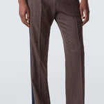 Pantaloni in misto lana a righe alto in marrone Wales Bonner - uomo 