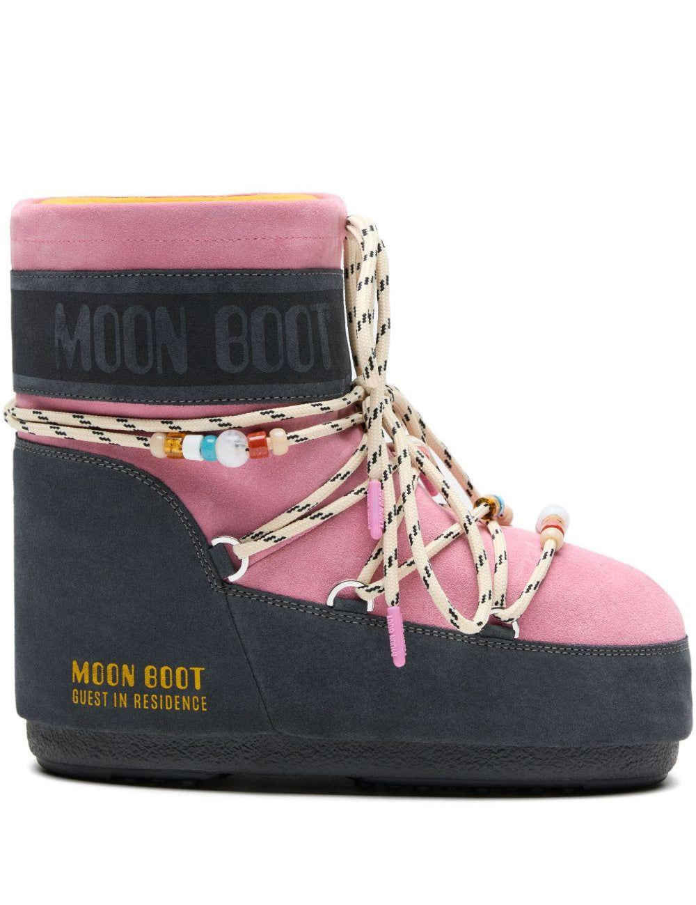 Stivali da neve con lacci e logo in rosa e blu Moon boot x guest in residence - donna 