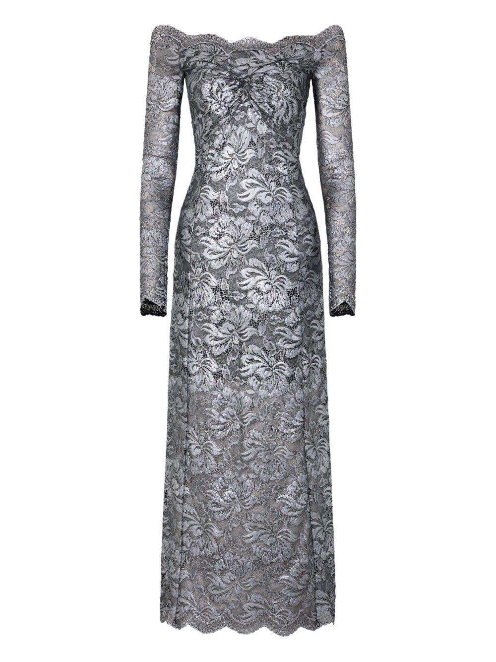 Abito in pizzo con spalle scoperte in grigio e argento  Rabanne - donna 