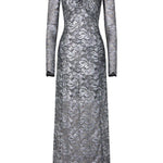 Abito in pizzo con spalle scoperte in grigio e argento  Rabanne - donna 