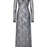 Abito in pizzo con spalle scoperte in grigio e argento  Rabanne - donna 