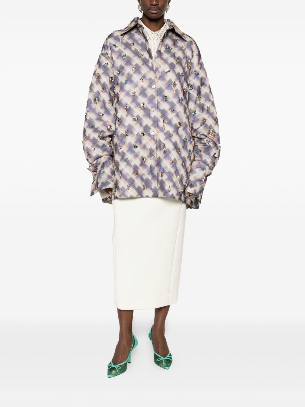Giacca -camicia a quadri con cristalli in multicolore Dries van noten - donna 