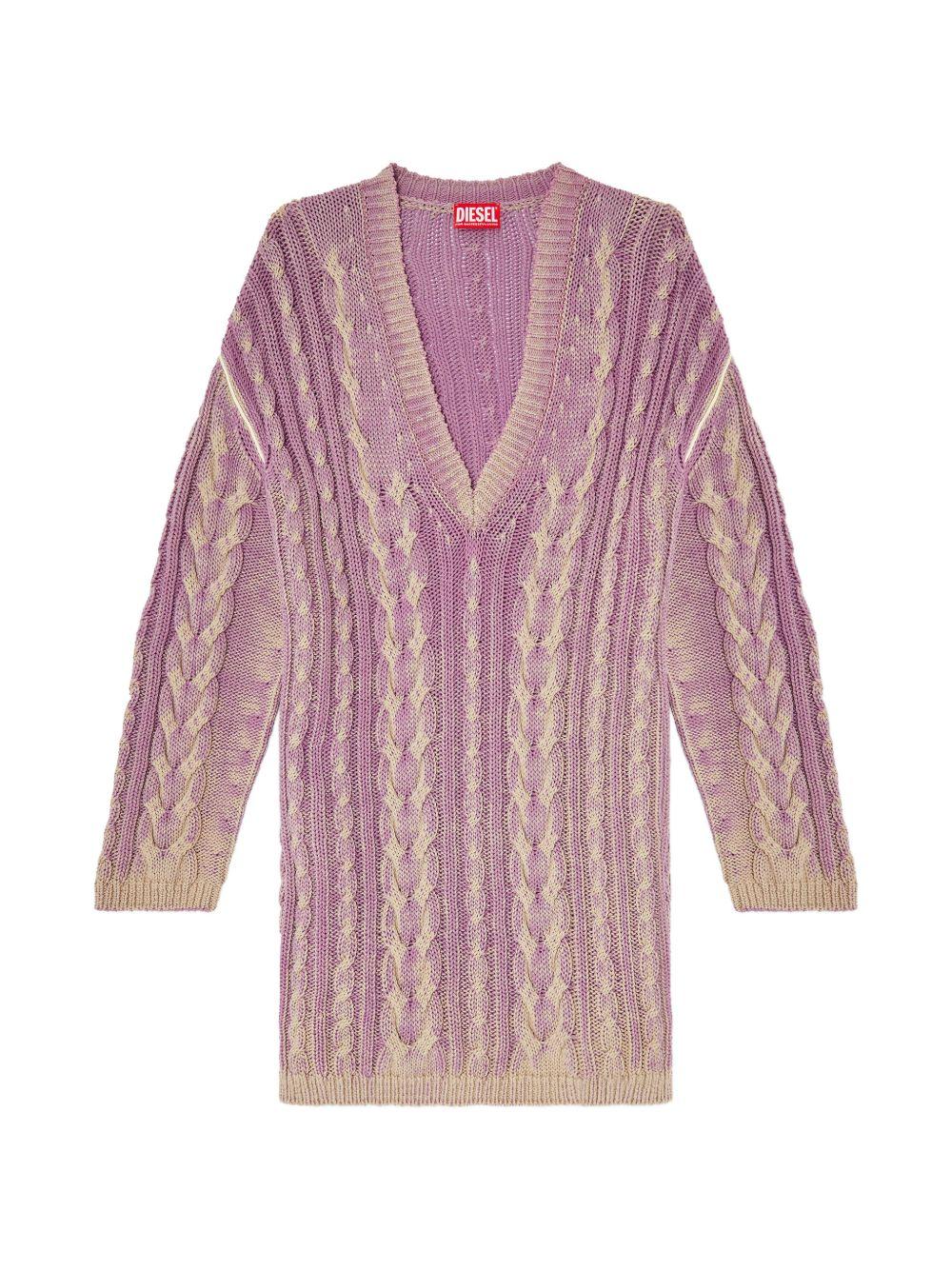 Abito corto con scollo a V in maglia in lilla 