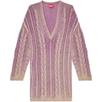 Abito corto con scollo a V in maglia in lilla 