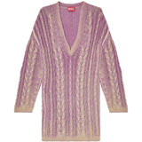 Abito corto con scollo a V in maglia in lilla 