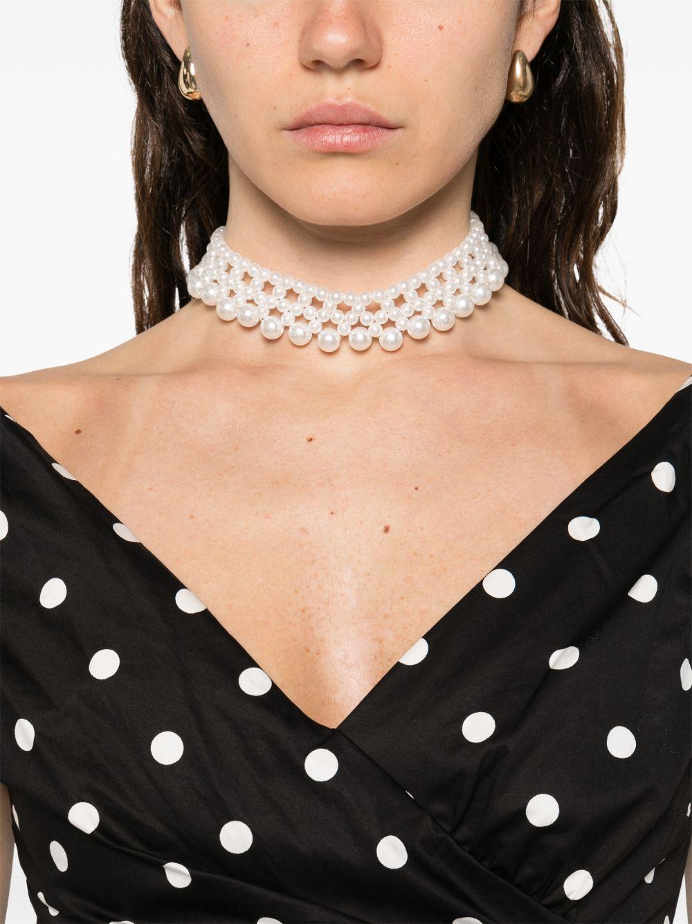Abito corto a pois con scollo a V in nero Self-Portrait - donna 